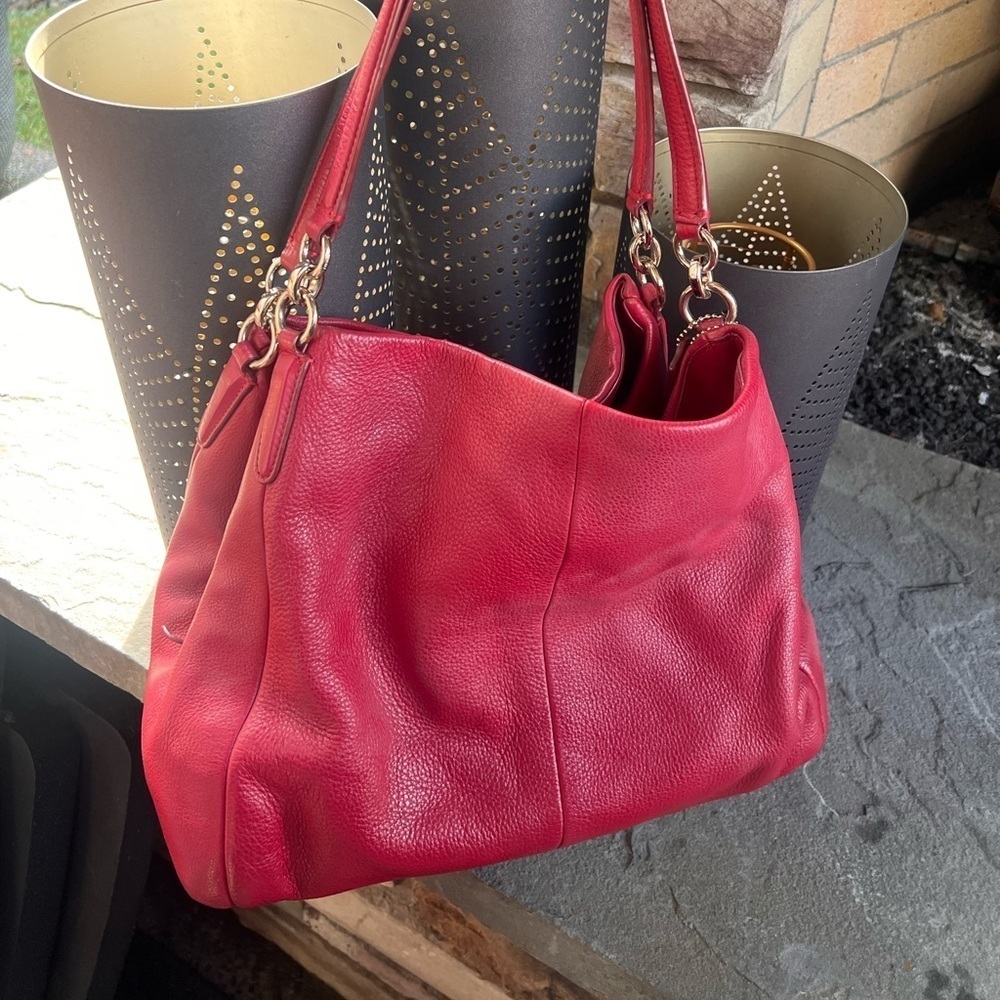 Elegant Red Leather Coach Bag Madison Phoebe - Picture 2 of 8